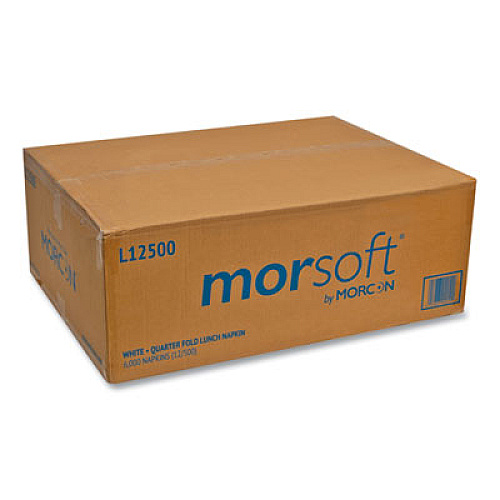 Morcon Tissue Morsoft 1/4 Fold Lunch Napkins, 1-Ply, 11.8 x 11.8, White, 6,000/Carton (1250)