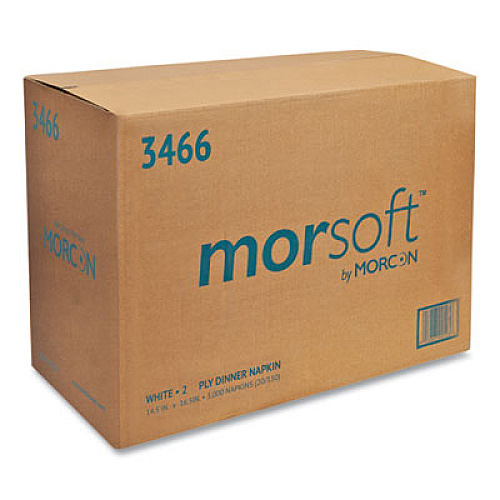 Morcon Tissue Morsoft Dinner Napkins, 2-Ply, 14.5 x 16.5, White, 3,000/Carton (3466)