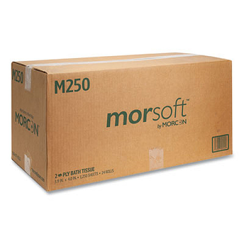 Morcon Tissue Small Core Bath Tissue, Septic Safe, 2-Ply, White, 1,250 Sheets/Roll, 24 Rolls/Carton (M250)