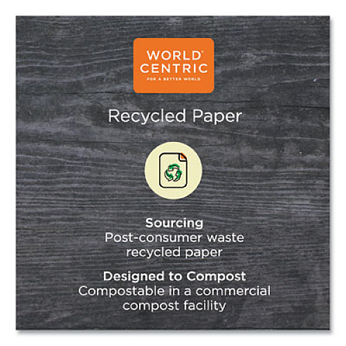World Centric 100% PCW Recycled Paper Towels, 1-Ply, 9 x 9, Natural, 250/Pack, 16 Packs/Carton (TWPAMF)