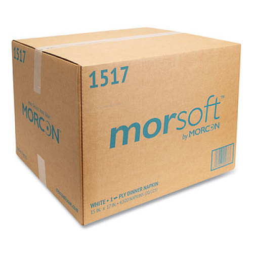 Morcon Tissue Morsoft Dinner Napkins, 1-Ply, 15 x 17, White, 141/Pack, 32 Packs/Carton (1517)