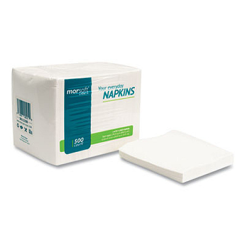 Morcon Tissue Morsoft 1/4 Fold Lunch Napkins, 1-Ply, 11.8 x 11.8, White, 6,000/Carton (1250)