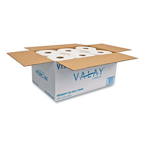 Morcon Tissue 10 Inch TAD Roll Towels, 1-Ply, 10" x 550 ft, White, 6 Rolls/Carton (VT106)