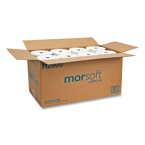 Morcon Tissue Small Core Bath Tissue, Septic Safe, 1-Ply, White, 2,000 Sheets/Roll, 24 Rolls/Carton (M2000)