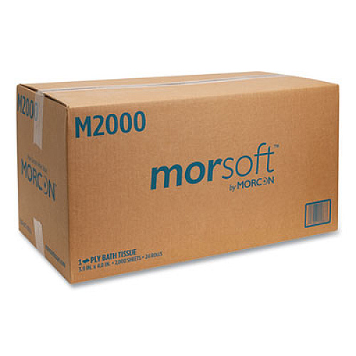 Morcon Tissue Small Core Bath Tissue, Septic Safe, 1-Ply, White, 2,000 Sheets/Roll, 24 Rolls/Carton (M2000)