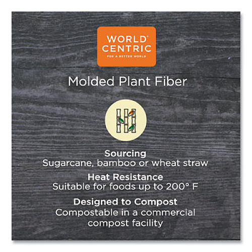World Centric Fiber Hinged Containers, Taco Box, 3-Compartment, 7 x 8.3 x 3.2, Natural, 300/Carton (TOSCT3)