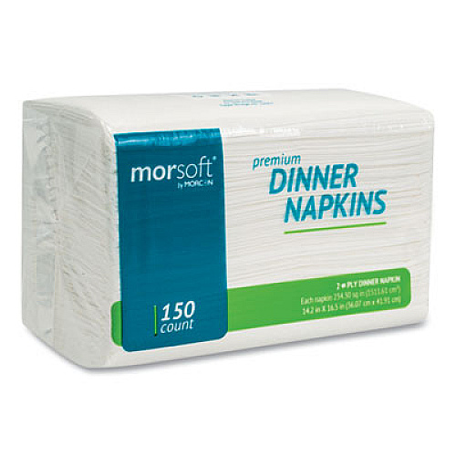Morcon Tissue Morsoft Dinner Napkins, 2-Ply, 14.5 x 16.5, White, 3,000/Carton (3466)
