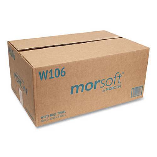 Morcon Tissue 10 Inch Roll Towels, 1-Ply, 10" x 800 ft, White, 6 Rolls/Carton (W106)