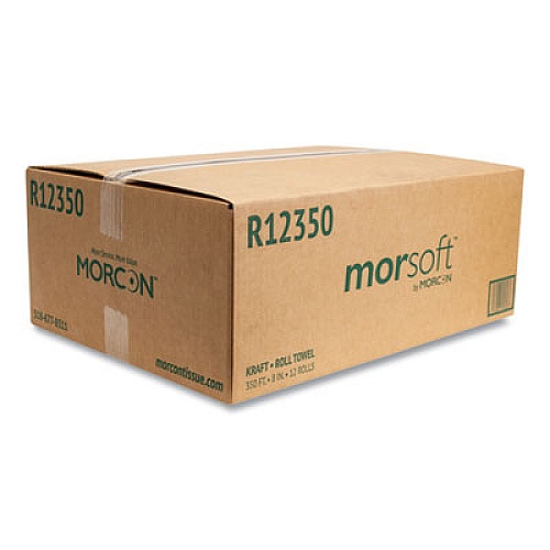 Morcon Tissue Morsoft Universal Roll Towels, 1-Ply, 8" x 350 ft, Brown, 12 Rolls/Carton (R12350)