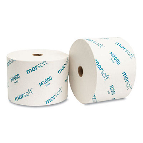 Morcon Tissue Small Core Bath Tissue, Septic Safe, 1-Ply, White, 2,000 Sheets/Roll, 24 Rolls/Carton (M2000)