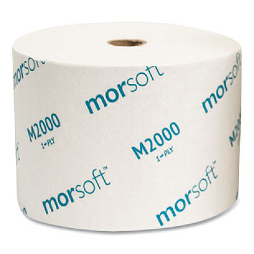 Morcon Tissue Small Core Bath Tissue, Septic Safe, 1-Ply, White, 2,000 Sheets/Roll, 24 Rolls/Carton (M2000)