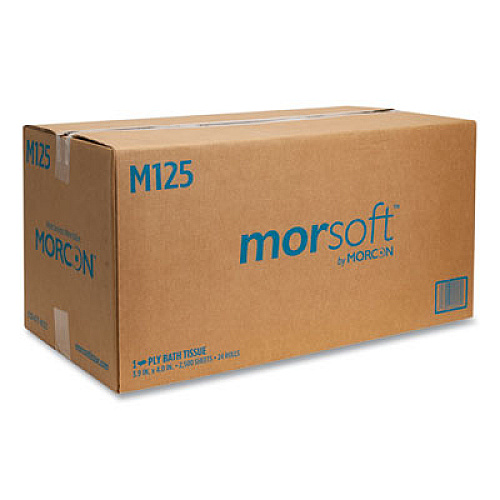 Morcon Tissue Small Core Bath Tissue, Septic Safe, 1-Ply, White, 2,500 Sheets/Roll, 24 Rolls/Carton (M125)