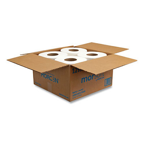 Morcon Tissue Jumbo Bath Tissue, Septic Safe, 2-Ply, 3.3" x 500 ft, White, 12 Rolls/Carton (129X)
