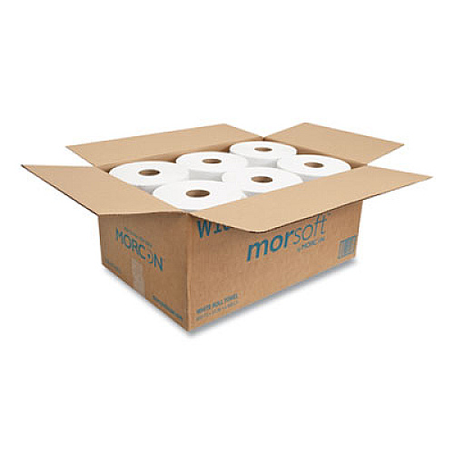 Morcon Tissue 10 Inch Roll Towels, 1-Ply, 10" x 800 ft, White, 6 Rolls/Carton (W106)