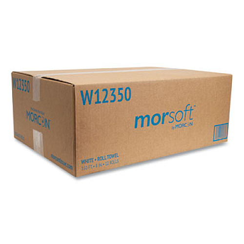 Morcon Tissue Morsoft Universal Roll Towels, 1-Ply, 8" x 350 ft, White, 12 Rolls/Carton (W12350)