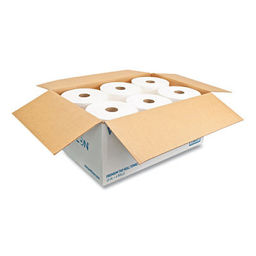 Morcon Tissue 10 Inch TAD Roll Towels, 1-Ply, 10" x 700 ft, White, 6 Rolls/Carton (VT8010)