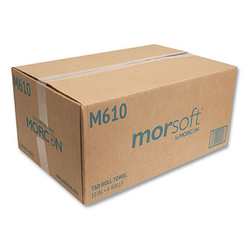 Morcon Tissue 10 Inch TAD Roll Towels, 1-Ply, 10" x 500 ft, White, 6 Rolls/Carton (M610)