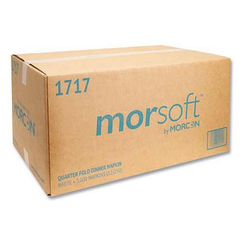 Morcon Tissue Morsoft Dinner Napkins, 1-Ply, 16 x 16, White, 250/Pack, 12 Packs/Carton (1717)