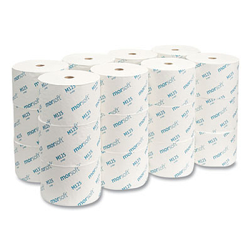 Morcon Tissue Small Core Bath Tissue, Septic Safe, 1-Ply, White, 2,500 Sheets/Roll, 24 Rolls/Carton (M125)