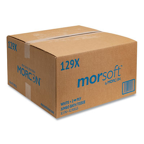 Morcon Tissue Jumbo Bath Tissue, Septic Safe, 2-Ply, 3.3" x 500 ft, White, 12 Rolls/Carton (129X)