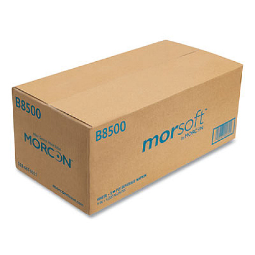 Morcon Tissue Morsoft Beverage Napkins, 1-Ply, 9 x 9, White, 500/Pack, 8 Packs/Carton (B8500)