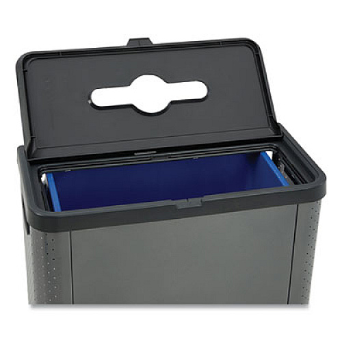 Rubbermaid Commercial Elevate Decorative Refuse Container, Mixed Recycling, 23 gal, 25.14 x 12.8 x 31.5, Pearl Dark Gray (2136962)