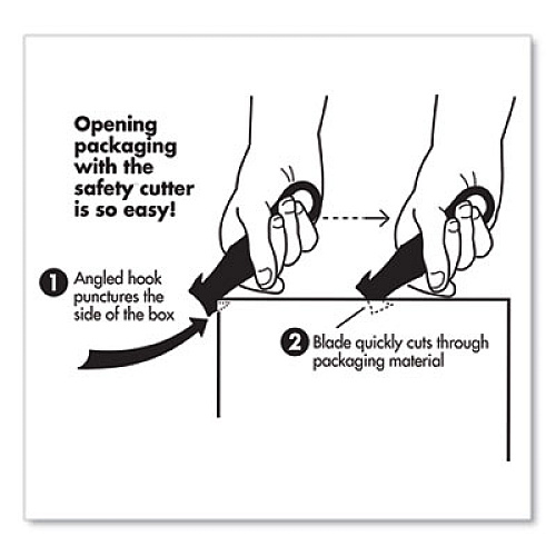 Garvey Safety Cutter Box Cutter Knife with Double Shielded Blade, 4" Plastic Handle, Black, 5/Pack (091459)