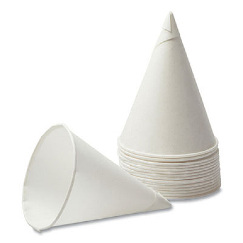 Konie Rolled Rim Paper Cone Cups, 4.5oz, White, 200/bag, 25 Bags/carton (45KRCT)