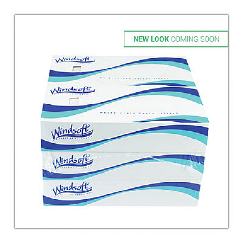 Windsoft Facial Tissue, 2 Ply, White, Pop-Up Box, 100 Sheets/Box, 6 Boxes/Pack (WIN2430)
