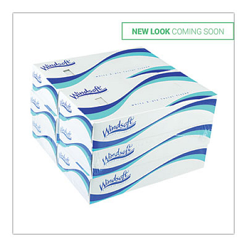 Windsoft Facial Tissue, 2 Ply, White, Pop-Up Box, 100 Sheets/Box, 6 Boxes/Pack (WIN2430)