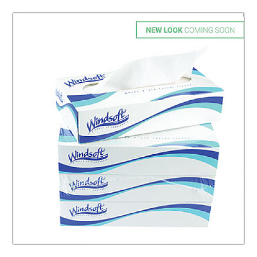 Windsoft Facial Tissue, 2 Ply, White, Pop-Up Box, 100 Sheets/Box, 6 Boxes/Pack (WIN2430)