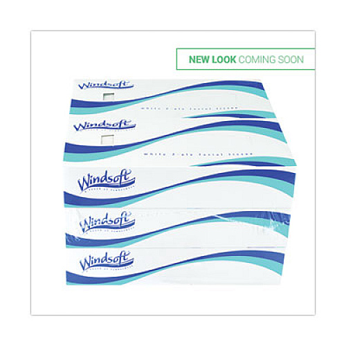 Windsoft Facial Tissue, 2 Ply, White, Pop-Up Box, 100 Sheets/Box, 6 Boxes/Pack (WIN2430)