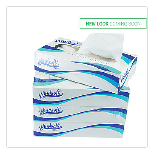 Windsoft Facial Tissue, 2 Ply, White, Pop-Up Box, 100 Sheets/Box, 6 Boxes/Pack (WIN2430)