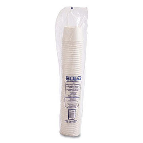 SOLO Double Poly Paper Food Containers, 8 oz, 3.8" Diameter x 2.4" h, White, 50/Pack, 20 Packs/Carton (VS60802050)