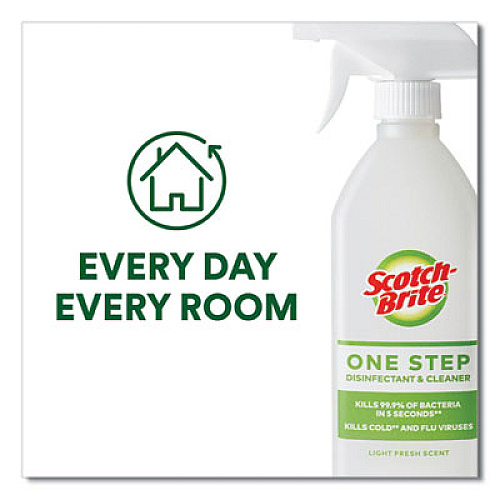 Scotch-Brite One Step Disinfectant and Cleaner, Light Fresh Scent, 28 oz Spray Bottle, 6/Carton (SB1STPRTUCT)