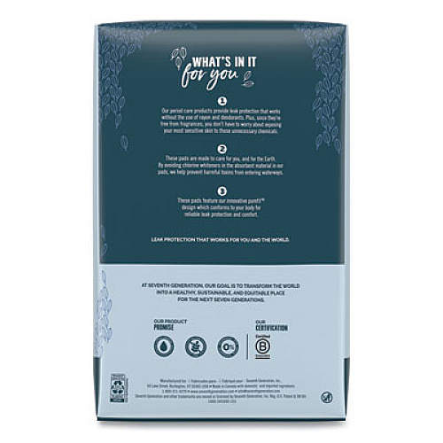 Seventh Generation Chlorine-Free Maxi Pads, Regular, 24/Pack, 6 Packs/Carton (45027CT)