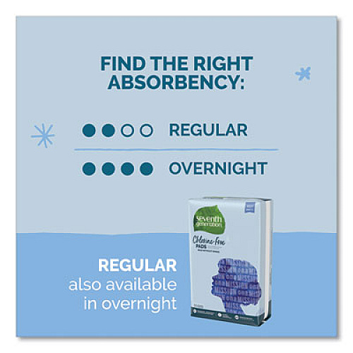 Seventh Generation Chlorine-Free Maxi Pads, Regular, 24/Pack, 6 Packs/Carton (45027CT)