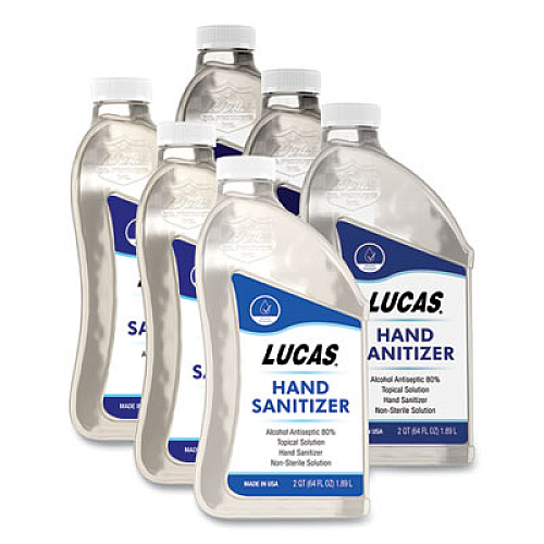 Lucas Oil Liquid Hand Sanitizer, 0.5 gal Bottle, Unscented, 6/Carton (11175)