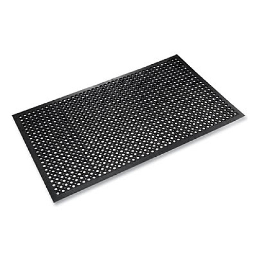 Crown Safewalk-Light Wet/Oily Floor Anti-Fatigue Drainage Mats, 0.5" Thick, 36" x 60", Black Perforated Surface (WSCT35BK)