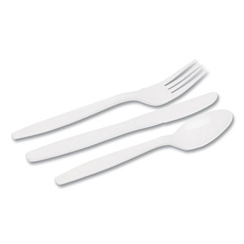Dixie Combo Pack, Tray with White Plastic Utensils, Heavyweight, Fork/Knife/Spoon, 168/Pack (CM168)