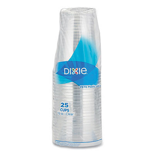 Dixie Clear Plastic PETE Cups, 16 oz, 25/Sleeve, 20 Sleeves/Carton (CPET16DX)