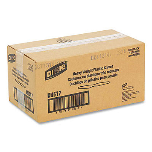 Dixie Plastic Cutlery, Heavyweight Knife, Black, 1,000/Carton (KH517)