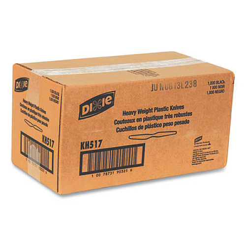 Dixie Plastic Cutlery, Heavyweight Knife, Black, 1,000/Carton (KH517)