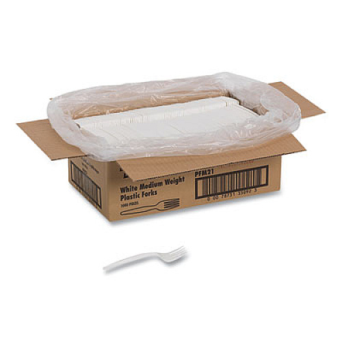 Dixie Mediumweight Polypropylene Cutlery, Fork, White, 1,000/Carton (PFM21S)