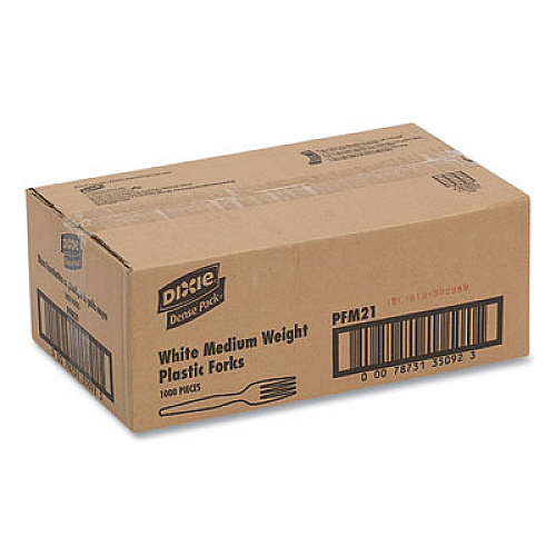 Dixie Mediumweight Polypropylene Cutlery, Fork, White, 1,000/Carton (PFM21S)