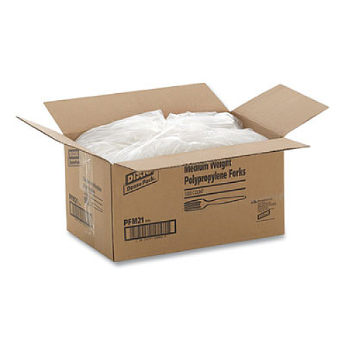 Dixie Mediumweight Polypropylene Cutlery, Fork, White, 1,000/Carton (PFM21S)