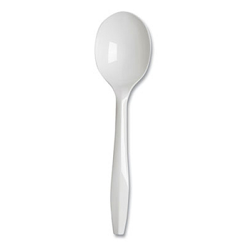 Dixie Plastic Cutlery, Mediumweight Soup Spoon, White, 1,000/Carton (PSM21)
