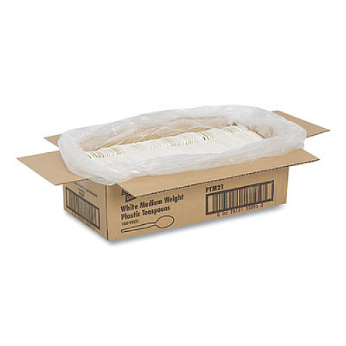 Dixie Mediumweight Polypropylene Cutlery, Teaspoon, White, 1,000/Carton (PTM21S)