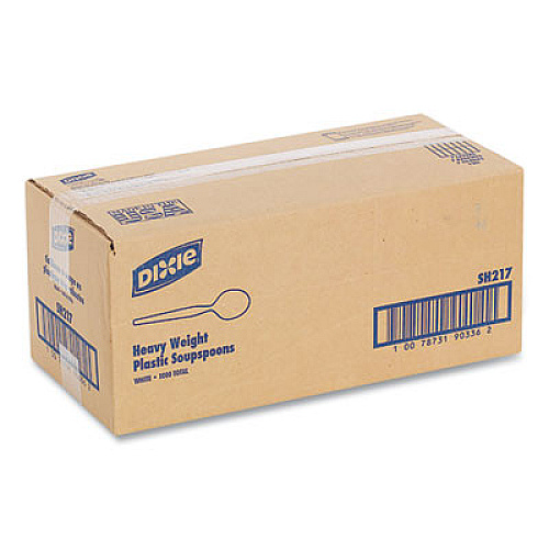 Dixie Plastic Cutlery, Heavyweight Soup Spoon, White, 1,000/Carton (SH217)