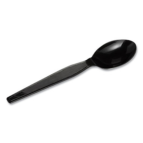 Dixie Plastic Cutlery, Heavyweight Spoon, Black, 1,000/Carton (TH517)